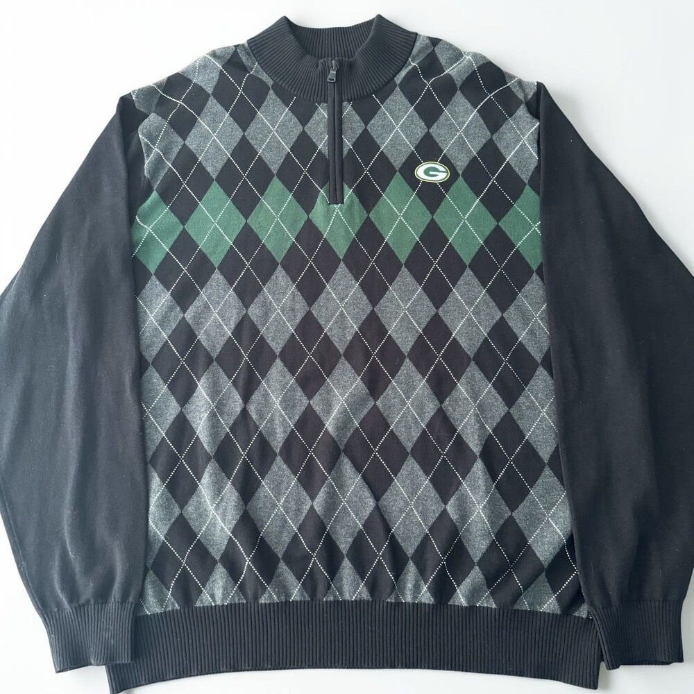 Cutter And Buck 1/4 Zip Sweater Mens XXL Green BayPackers Striped Knit NFL NWOT